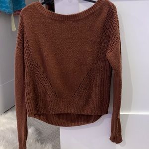 AERO: Brown off shoulder sweater